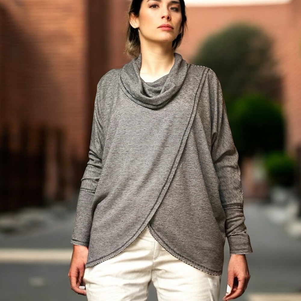 Calvin Klein Performance Striped Cowl Neck Top